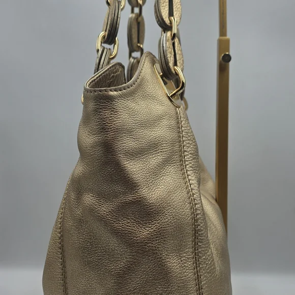 Michael Kors Gold Textured Shoulder Bag - Picture 2 of 15